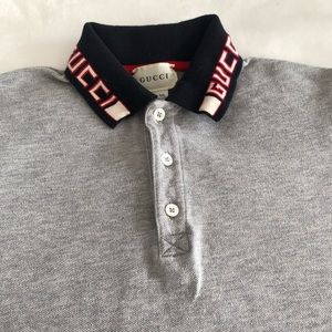 Grey Gucci polo shirt with Gucci Collar